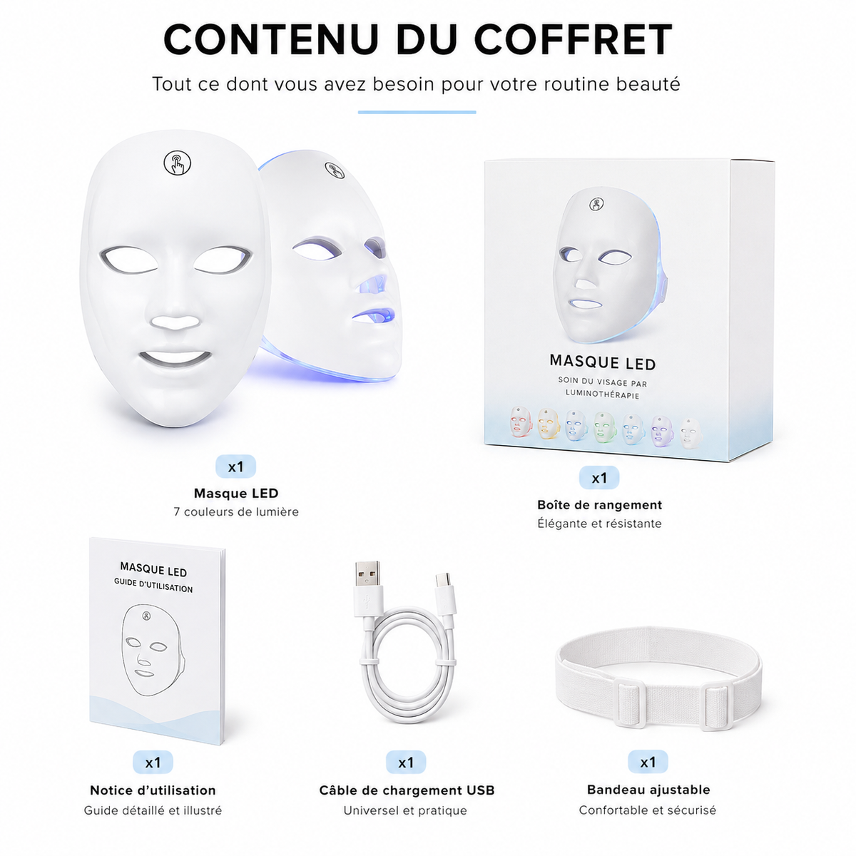 Masque LED peau éclatante